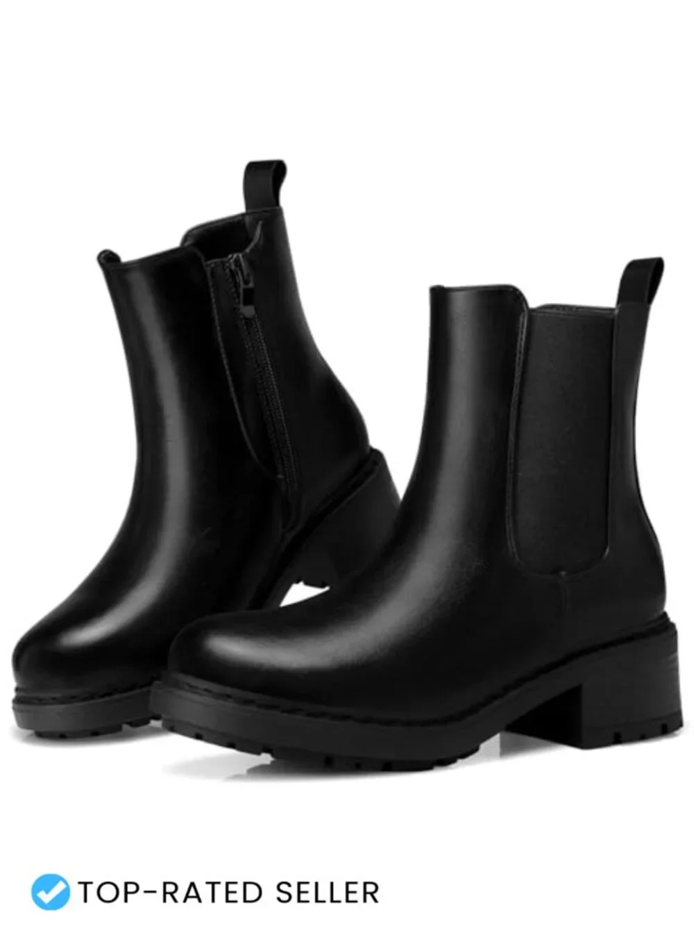 Women's Chelsea Boots Ankle Slip On Chunky Heel Platform Booties Side Zipper